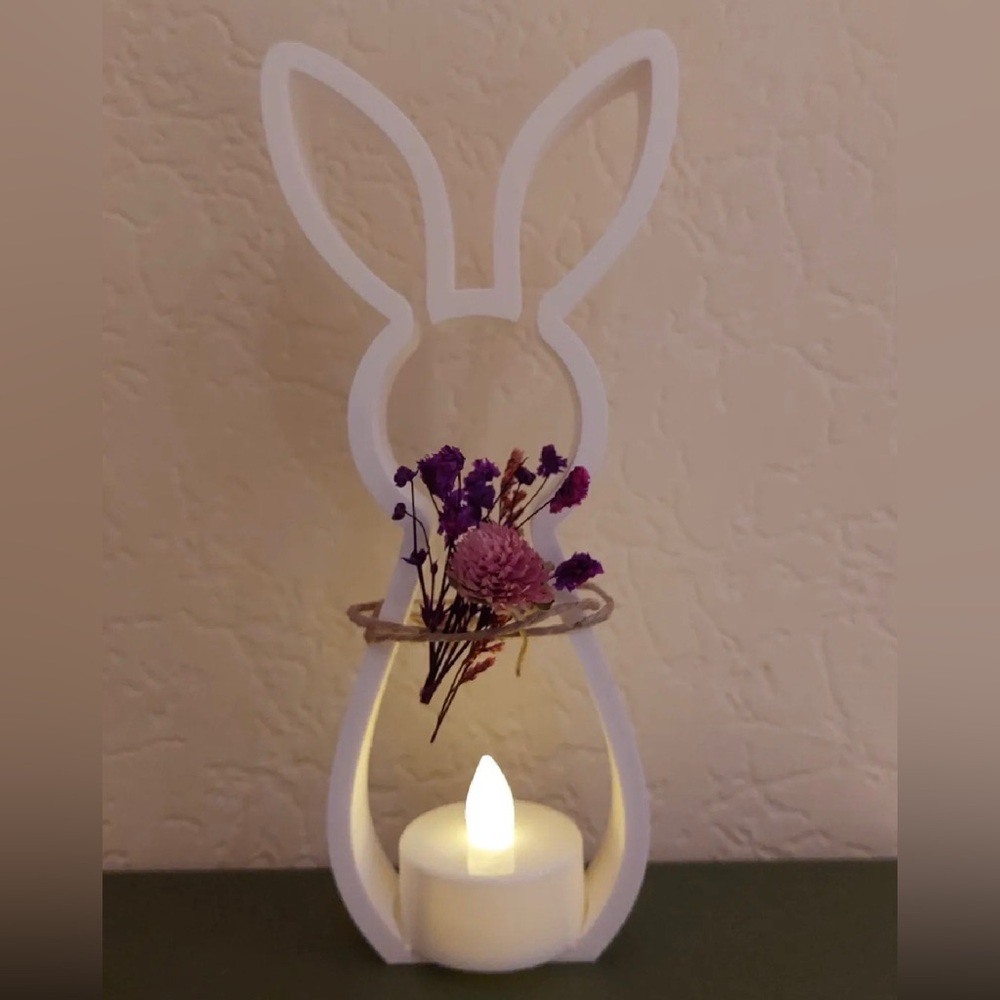 3D Printed White Bunny Tealight Holder